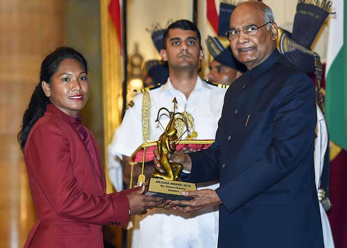 Swapna-Barman-honored with the Arjuna Award by President Ram Nath Kovind