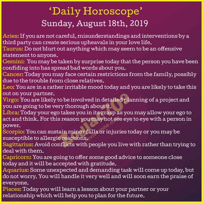 Daily-Horoscope-18th-August-2019