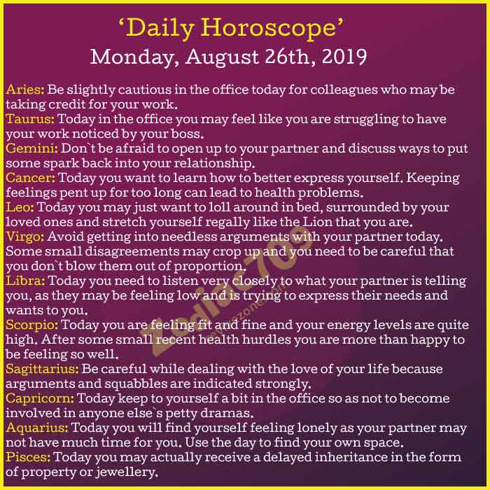 Daily-Horoscope-26th-August-2019