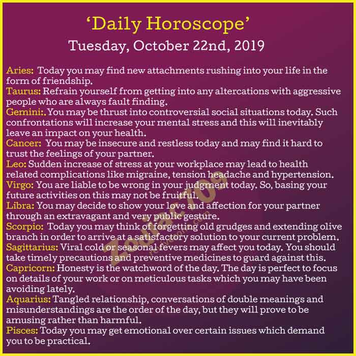 Daily-Horoscope-22nd-October-2019