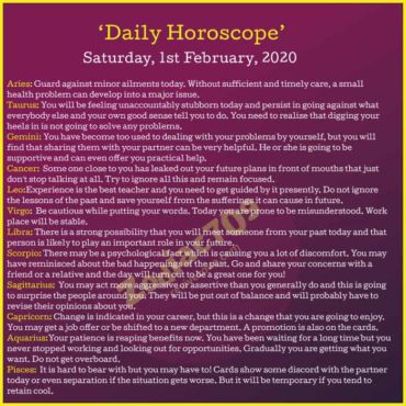 1st February 2020 Daily Horoscope - Revive Zone