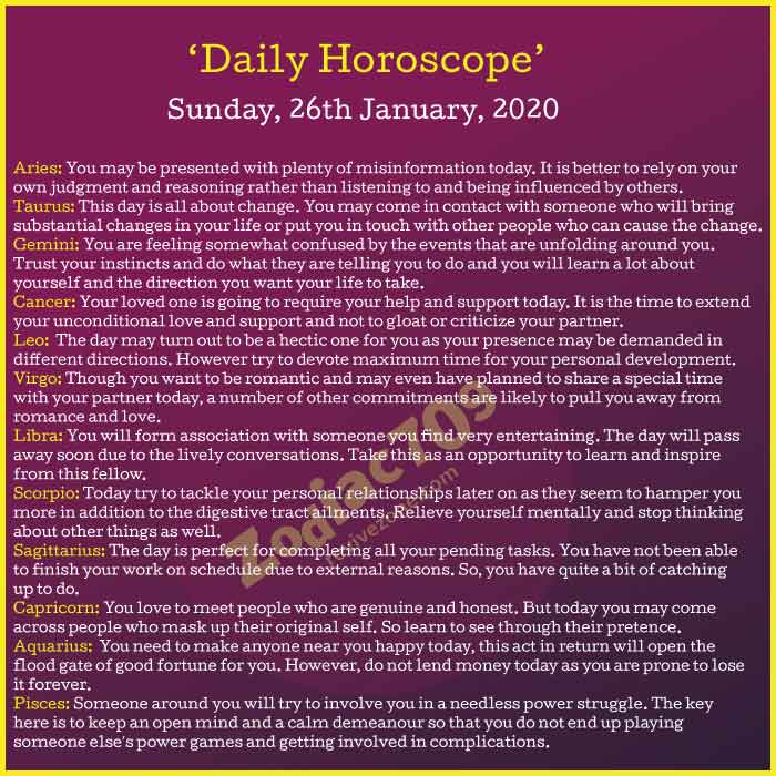 Daily-Horoscope-26th-January-2020