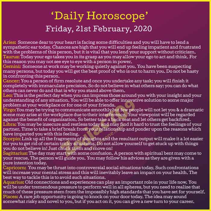 Daily-Horoscope-21st-February-2020