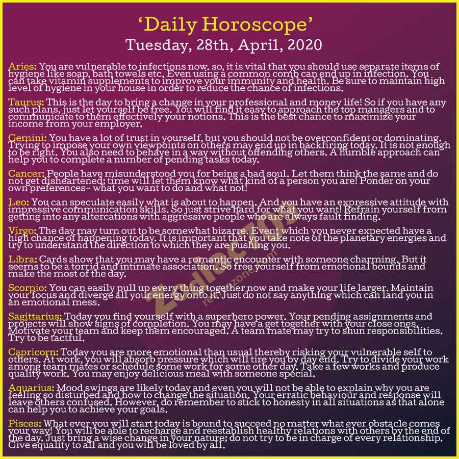 28th April Horoscope 2020