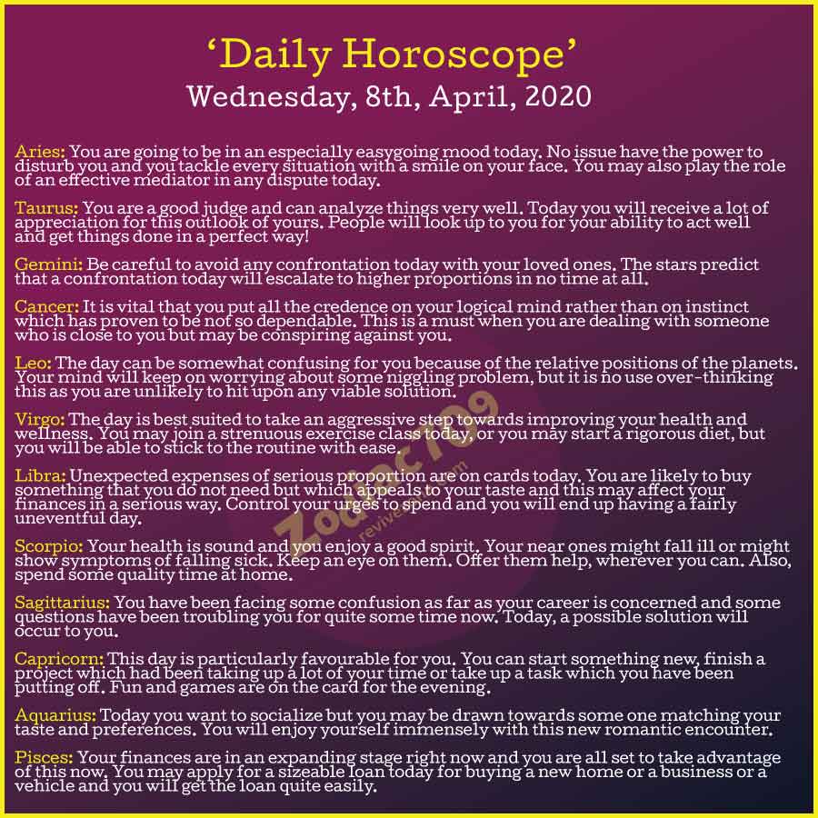 8th April Horoscope 2020