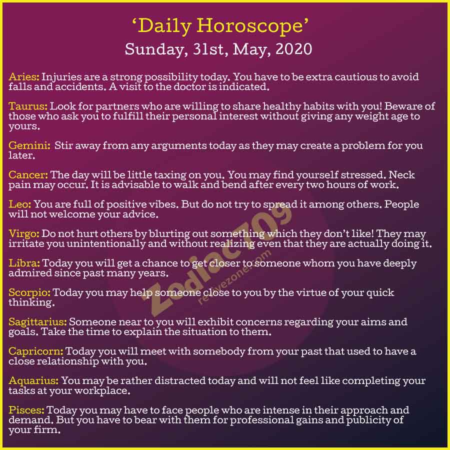 31st May Horoscope 2020