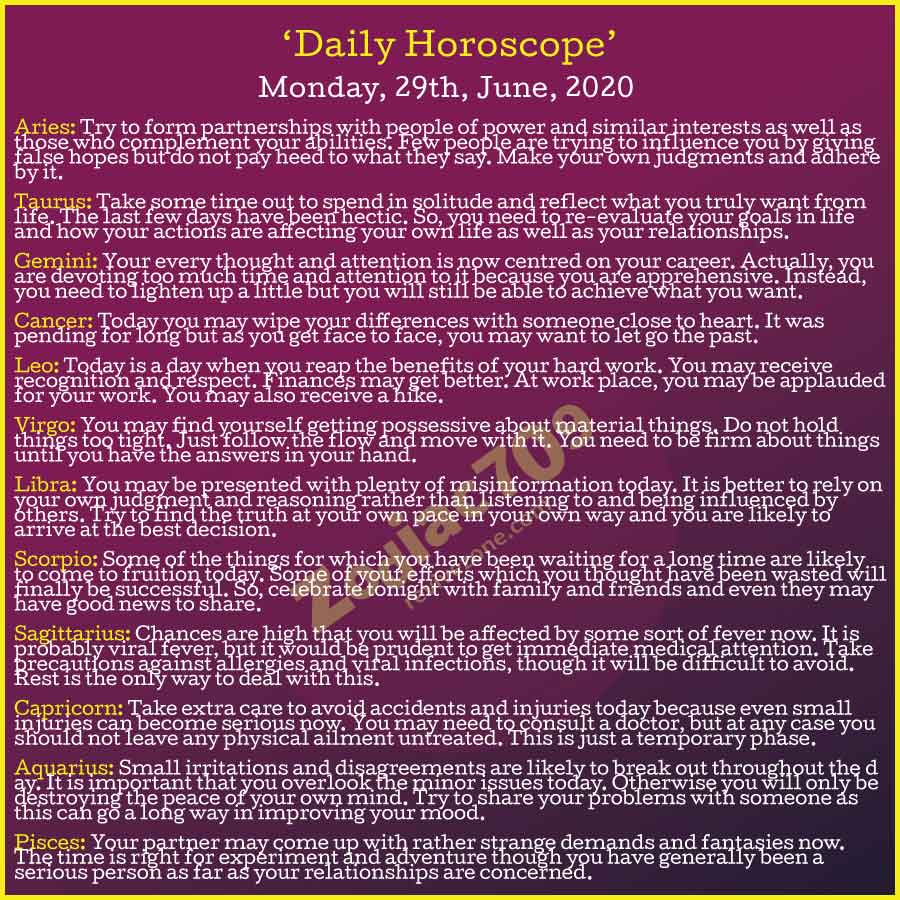 29th June Horoscope 2020